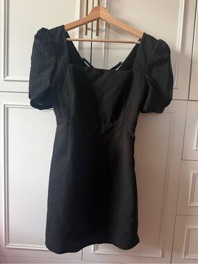 Petite Studio Black Puff Sleeve Square Neck Mini Dress